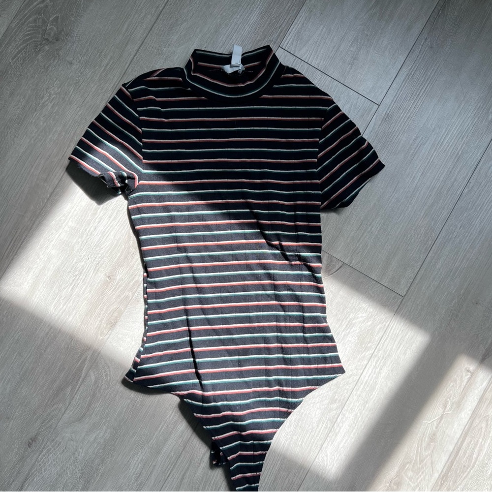 BP Striped Mockneck Bodysuit